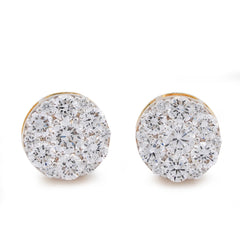 10k Yellow Gold 0.87CTW Flower Design Halo Cluster Lab Diamond Men Women Earrings 2gm Stud