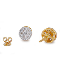 10k Yellow Gold 0.87CTW Flower Design Halo Cluster Lab Diamond Men Women Earrings 2gm Stud