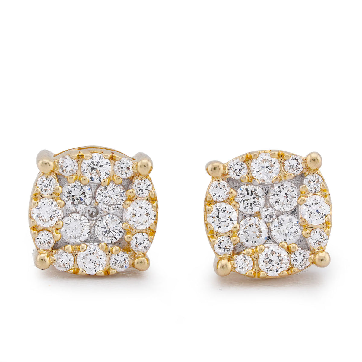 10k Yellow Gold 0.70CTW Flower Cluster Lab Diamond Men Women Earring 2gm Stud