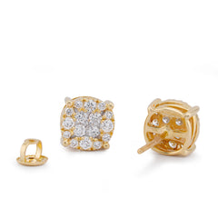 10k Yellow Gold 0.70CTW Flower Cluster Lab Diamond Men Women Earring 2gm Stud