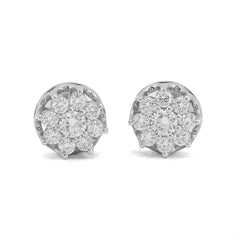 925 SS 0.94CTW Lab Diamond Flower Design 9 Diamond Unisex Earrings 2gm Studs