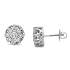 925 SS 0.94CTW Lab Diamond Flower Design 9 Diamond Unisex Earrings 2gm Studs