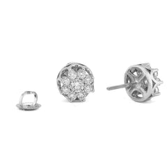 925 SS 0.94CTW Lab Diamond Flower Design 9 Diamond Unisex Earrings 2gm Studs