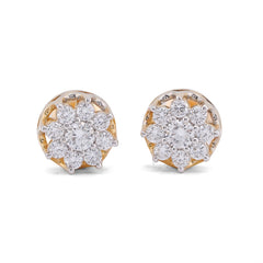 10k Yellow Gold 9 Diamond 0.97CTW Lab Diamond Flower Cluster Men Women Earring 3.1gm