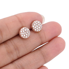 14k Rose Gold 1.5CTW Upside Down Diamond Setting Lab Men Women Round Earrings 1.8gm