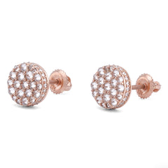 14k Rose Gold 1.5CTW Upside Down Diamond Setting Lab Men Women Round Earrings 1.8gm