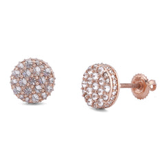 14k Rose Gold 1.5CTW Upside Down Diamond Setting Lab Men Women Round Earrings 1.8gm