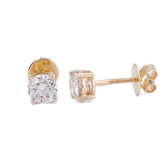 10k Yellow Gold 2.05CTW Round Solitaire Lab Diamond Men Women Earring 2.2gm Stud