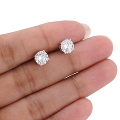 14k White Gold 2.55CTW Round Solitaire Lab Diamond Earrings 2gm Studs