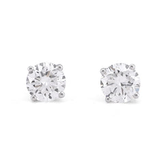 14k White Gold 2.55CTW Round Solitaire Lab Diamond Earrings 2gm Studs