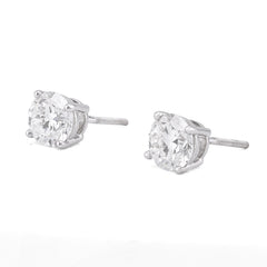 14k White Gold 2.55CTW Round Solitaire Lab Diamond Earrings 2gm Studs