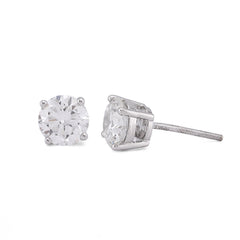 14k White Gold 2.55CTW Round Solitaire Lab Diamond Earrings 2gm Studs