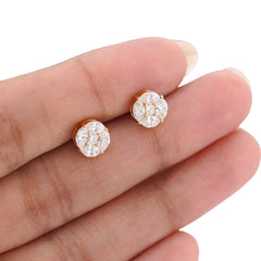 10k Yellow Gold 0.95CTW Marquise Edges Princess Cut Centre Lab Diamond Earring 1.5gm Stud