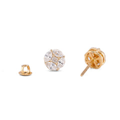 10k Yellow Gold 0.95CTW Marquise Edges Princess Cut Centre Lab Diamond Earring 1.5gm Stud