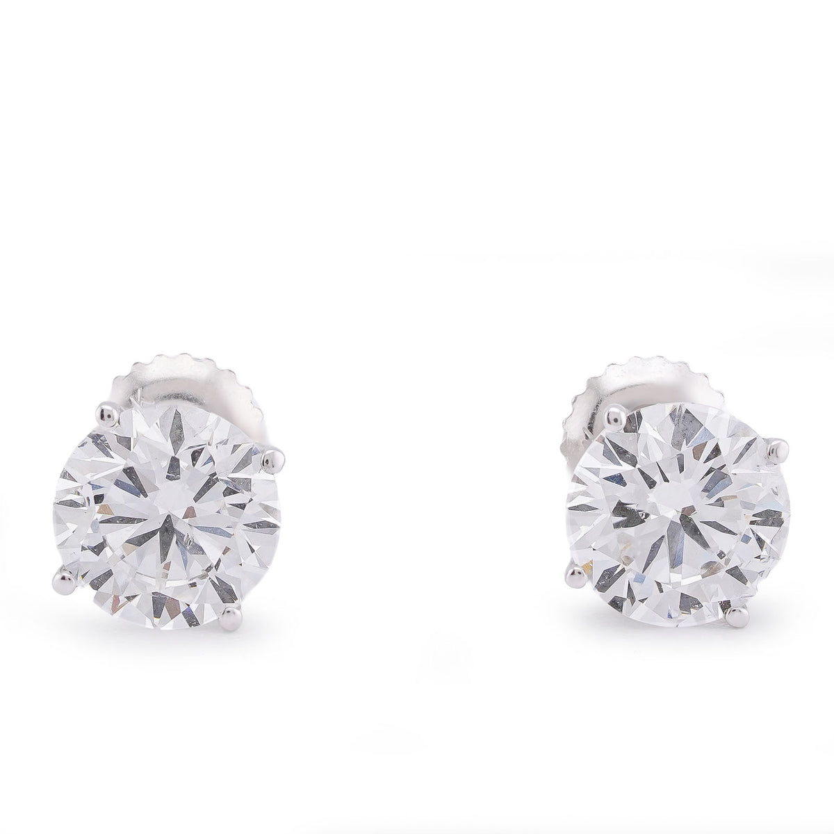 14k White Gold 3CTW Round Solitaire Lab Diamond Men Women Earring 2gm Stud