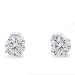 14k White Gold 3CTW Round Solitaire Lab Diamond Men Women Earring 2gm Stud