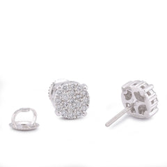 10k White Gold 0.49CTW Lab Diamond Halo Cluster Men Women Earring 1.8gm Stud