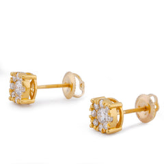 10k Yellow Gold 0.65CTW Halo Centre Solitaire Lab Diamond Men Women Earring 1.6gm Stud