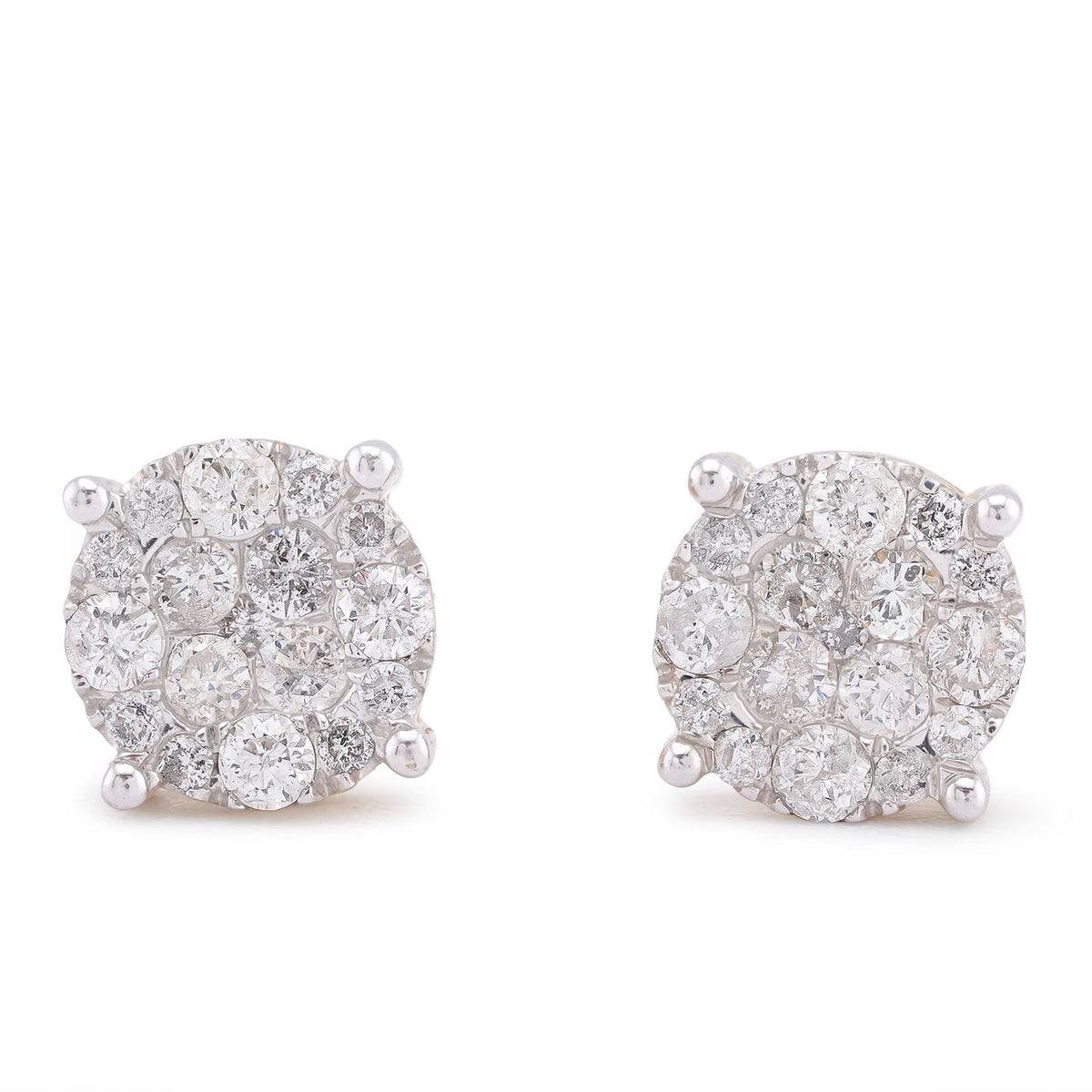 10k Yelow Gold 1.52CTW Natural Diamond 4-Diamond Centre Halo Earrings 3.4gms Studs