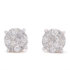 10k Yelow Gold 1.52CTW Natural Diamond 4-Diamond Centre Halo Earrings 3.4gms Studs