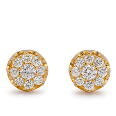 10k Yellow Gold 0.76CTW Flower Natural Diamond Mens Womens Earrings 2.4gms Studs