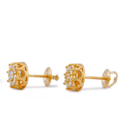 10k Yellow Gold 0.76CTW Flower Natural Diamond Mens Womens Earrings 2.4gms Studs