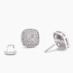 10k White Gold 0.50CTW Natural Diamond Square Shape Multi-Level Unisex Earrings 2gms Studs