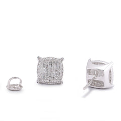 10k White Gold 0.33CTW Square Shape Baguette Centre Halo Natural Diamond Earrings 2.1gms Studs