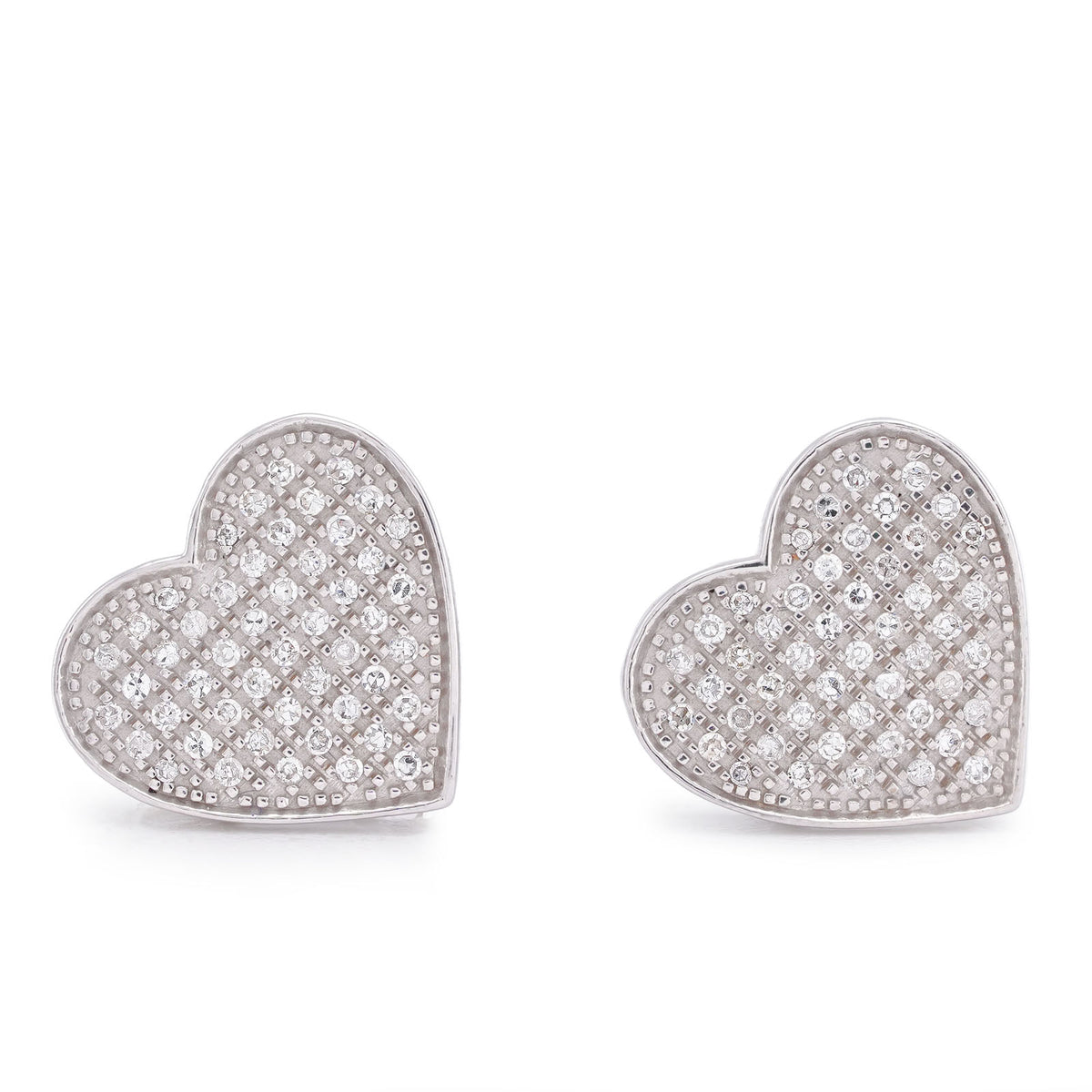 10k White Gold 0.3CTW Natural Diamond Heart Shape Womens Earrings 2.8gms Studs