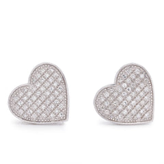 10k White Gold 0.3CTW Natural Diamond Heart Shape Womens Earrings 2.8gms Studs