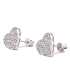 10k White Gold 0.3CTW Natural Diamond Heart Shape Womens Earrings 2.8gms Studs