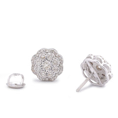 10k White Gold 0.50CTW Flower Setting Natural Diamond Unisex Earring Studs 3gms