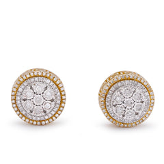 10k Yellow Gold 0.25CTW Natural Diamond Multi Halo Centre Flower Cluster Earrings 3gms Studs