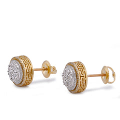 10k Yellow Gold 0.25CTW Natural Diamond Multi Halo Centre Flower Cluster Earrings 3gms Studs
