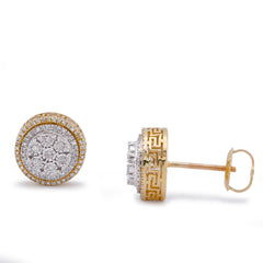 10k Yellow Gold 0.25CTW Natural Diamond Multi Halo Centre Flower Cluster Earrings 3gms Studs
