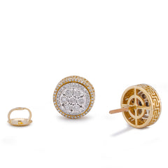 10k Yellow Gold 0.25CTW Natural Diamond Multi Halo Centre Flower Cluster Earrings 3gms Studs