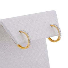 10k Yellow Gold 0.12CTW Round Natural Diamond Womens Hoops 0.9gms