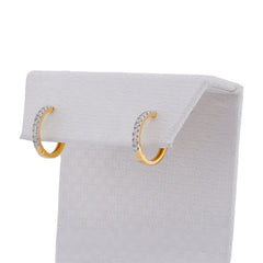 10k Yellow Gold 0.12CTW Round Natural Diamond Womens Hoops 0.9gms