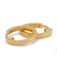 10k Yellow Gold 0.12CTW Round Natural Diamond Womens Hoops 0.9gms