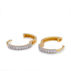 10k Yellow Gold 0.12CTW Round Natural Diamond Womens Hoops 0.9gms