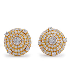 10k Yellow Gold 1.49CTW Natural Diamond Multi-Halo Cluster Centre Round Earrings 4.3gms Studs