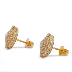 10k Yellow Gold 1.49CTW Natural Diamond Multi-Halo Cluster Centre Round Earrings 4.3gms Studs
