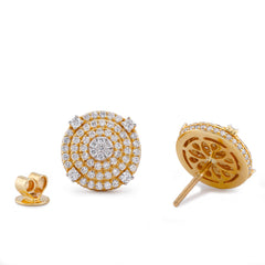 10k Yellow Gold 1.49CTW Natural Diamond Multi-Halo Cluster Centre Round Earrings 4.3gms Studs