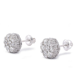 10k White Gold Marquise/Princess 2.4CTW Natural Diamond Round Shape Earrings 3.2gms Studs