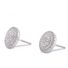 10k White Gold 1.09CTW Natural Diamond 3 Halo Flower Cluster Earrings 3.7gms Studs