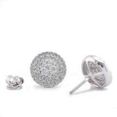 10k White Gold 1.09CTW Natural Diamond 3 Halo Flower Cluster Earrings 3.7gms Studs
