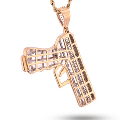 10k Yellow Gold 1 CTW Natural Round Diamond Gun Pendant 11.2gms Charm For Mens