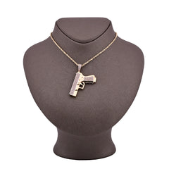 10k Yellow Gold 1 CTW Natural Round Diamond Gun Pendant 11.2gms Charm For Mens