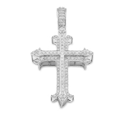 10k White Gold 1.5CTW Natural Diamond Cross Pendant Religious Mens Charm 6.9g