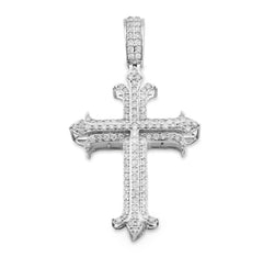 10k White Gold 1.5CTW Natural Diamond Cross Pendant Religious Mens Charm 6.9g